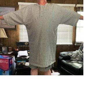 4X BIG & TALL GREY HENLEY SHIRT 4XT NEW!